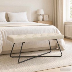 Banc avec capitonnage bouton Crème 110 x 40 x 46 cm Tissu 642111642111