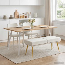 Banc à double couche Crème 120 x 45 x 46 cm Velours 642112642112