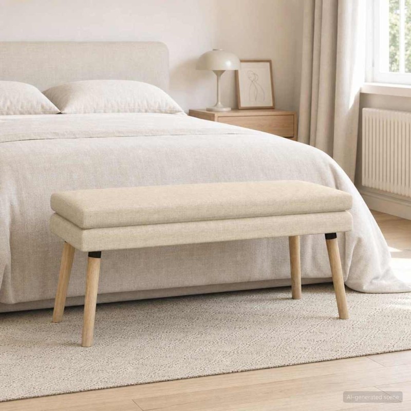 Banc à double couche Crème 110 x 40 x 47 cm Tissu 642113642113