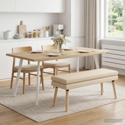Banc à double couche Crème 110 x 40 x 47 cm Tissu 642113642113