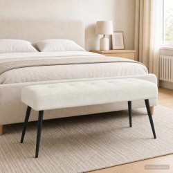 Banc avec capitonnage bouton Crème 110 x 40 x 46 cm Velours 642131642131