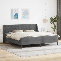 Cadre de lit avec matelas Gris foncé 180 x 200 cm Velours 642135642135