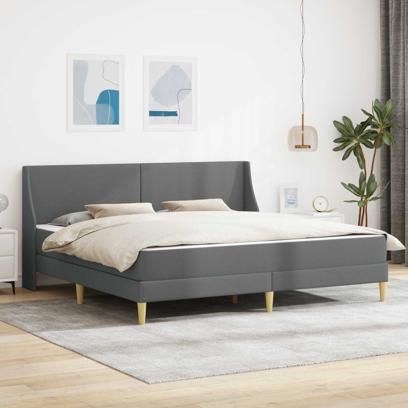 Cadre de lit avec matelas Gris foncé 180 x 200 cm tissu 642136642136
