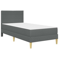 Cadre de lit avec matelas Gris foncé 90 x 190 cm tissu 642141642141