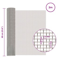 Écran en maille 60 x 200 cm 8 Mesh Acier Inoxydable 201 Argenté 642155642155