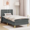 Cadre de lit avec matelas Gris foncé 90 x 190 cm tissu 642157642157