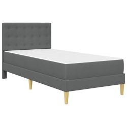 Cadre de lit avec matelas Gris foncé 90 x 190 cm tissu 642157642157