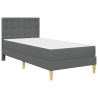Cadre de lit avec matelas Gris foncé 90 x 190 cm tissu 642157642157