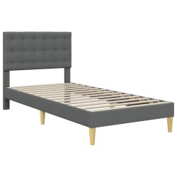 Cadre de lit avec matelas Gris foncé 90 x 190 cm tissu 642157642157