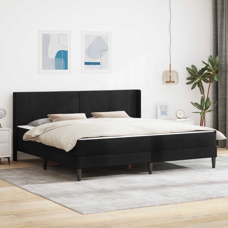 Cadre de lit avec matelas Noir 180 x 200 cm Velours 642159642159