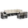 Ensemble de canapé de jardin 8 pcs Noir et blanc crème 642162642162