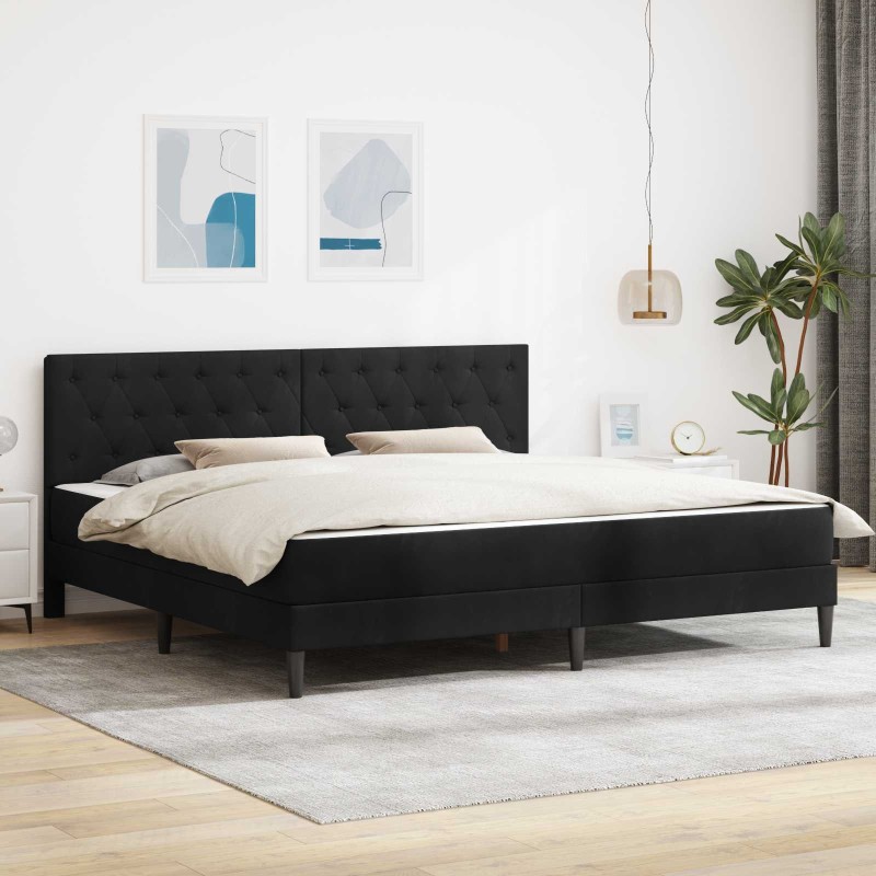 Cadre de lit avec matelas Noir 180 x 200 cm Velours 642176642176