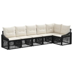 Ensemble de canapé de jardin 6 pcs Noir polyrotin 642183642183