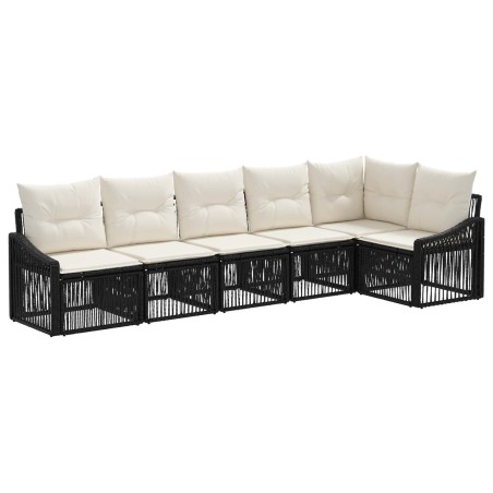Ensemble de canapé de jardin 6 pcs Noir polyrotin 642183642183