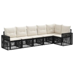 Ensemble de canapé de jardin 6 pcs Noir et blanc crème 642184642184
