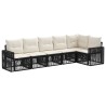Ensemble de canapé de jardin 6 pcs Noir et blanc crème 642184642184