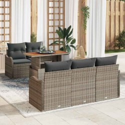 Ensemble de canapé de jardin 6 pcs Gris Poly rotin 642185642185