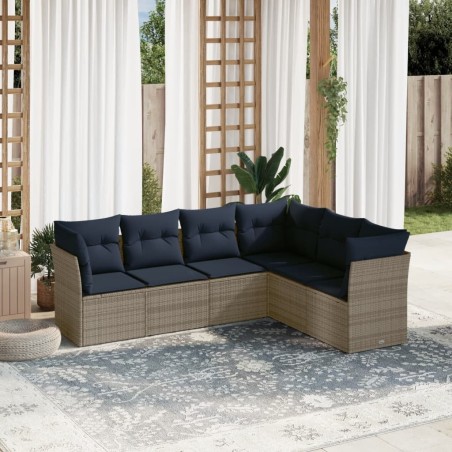 Ensemble de canapé de jardin 6 pcs avec coussins gris résine tressée 642201642201