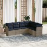 Ensemble de canapé de jardin 6 pcs avec coussins gris résine tressée 642201642201