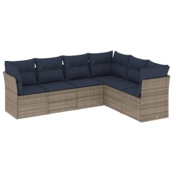 Ensemble de canapé de jardin 6 pcs avec coussins gris résine tressée 642201642201