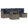 Ensemble de canapé de jardin 6 pcs avec coussins gris résine tressée 642203642203