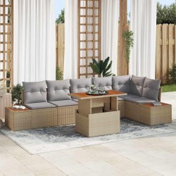 Ensemble de canapé de jardin 7 pc Beige et gris 642204642204