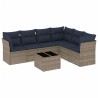 Ensemble de canapé de jardin 7 pcs avec coussins gris résine tressée 642208642208