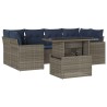 Ensemble de canapé de jardin 7 pcs avec coussins gris résine tressée 642210642210