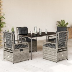 Ensemble à manger de jardin 5 pcs coussins gris résine tressée 642217642217