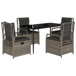 Ensemble à manger de jardin 5 pcs coussins gris résine tressée 642217642217