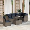 Ensemble de canapé de jardin 7 pcs avec coussins gris résine tressée 642236642236