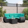 Ensemble de canapé de jardin 5 pcs avec coussins noir résine tressée 642238642238