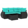 Ensemble de canapé de jardin 5 pcs avec coussins noir résine tressée 642238642238