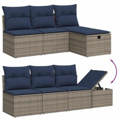 Ensemble de canapé de jardin 8 pcs avec coussins gris résine tressée 642239642239
