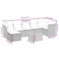 Ensemble de canapé de jardin 8 pcs avec coussins gris résine tressée 642239642239