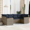 Ensemble de canapé de jardin 6 pcs avec coussins gris résine tressée 642240642240