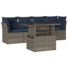 Ensemble de canapé de jardin 5 pcs avec coussins gris résine tressée 642241642241