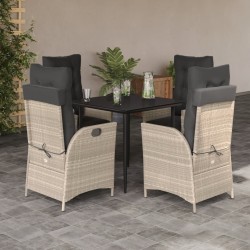 Ensemble à manger de jardin et coussins 5 pcs gris clair rotin 642250642250