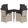 Ensemble à manger de jardin et coussins 5 pcs gris clair rotin 642250642250