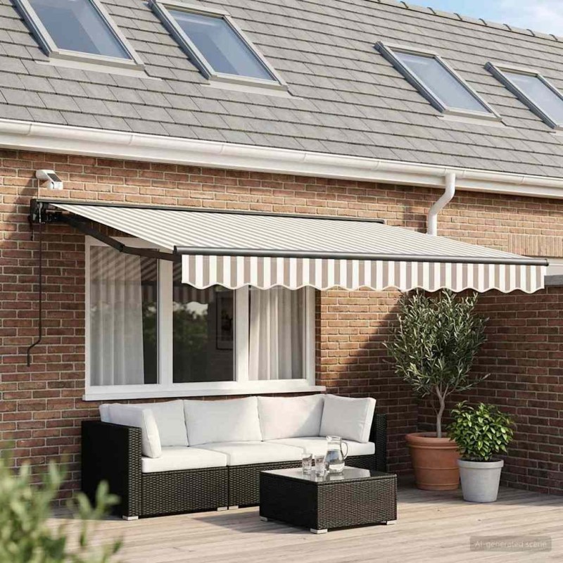 Auvent rétractable électrique Gris clair et blanc 3 x 2,5 m 642251642251