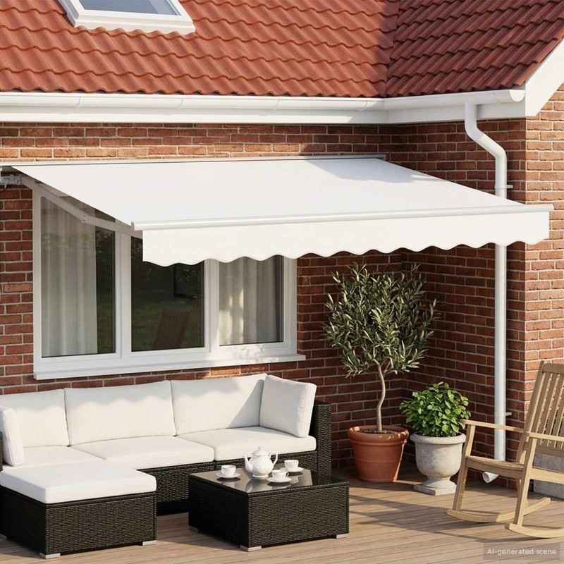 Auvent rétractable électrique Blanc 3,5 x 2,5 m 642253642253