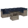 Ensemble de canapé de jardin 7 pcs avec coussins gris résine tressée 642255642255