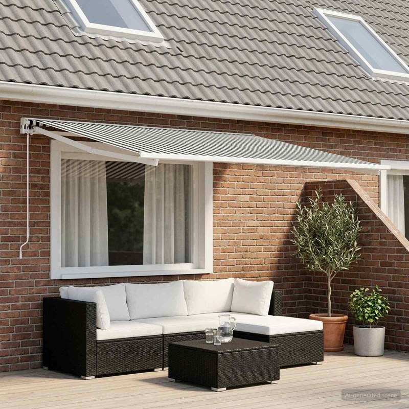 Toile de rechange pour auvent Anthracite et blanc 600 × 300 cm 642256642256