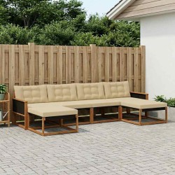 Ensemble de canapés d'extérieur 6 pcs Naturel et Beige 642267642267