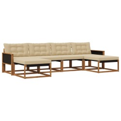 Ensemble de canapés d'extérieur 6 pcs Naturel et Beige 642267642267