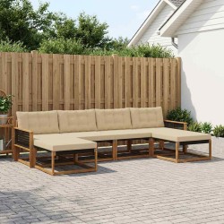 Ensemble de canapés d'extérieur 6 pcs Naturel et Beige 642268642268