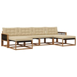 Ensemble de canapés d'extérieur 6 pcs Naturel et Beige 642268642268