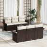 Ensemble de canapé de jardin 7 pcs Marron polyrotin 642272642272