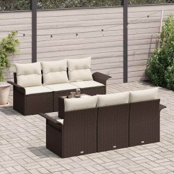 Ensemble de canapé de jardin 7 pcs Marron polyrotin 642272642272