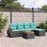 Ensemble de canapé de jardin 6 pcs avec coussins noir résine tressée 642275642275